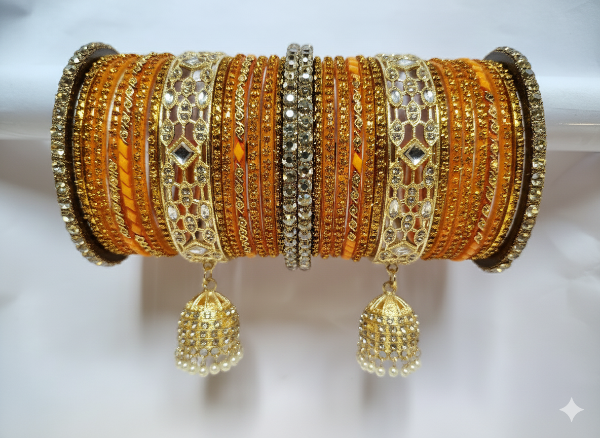 Golden Glow Jhumka Bangle Set