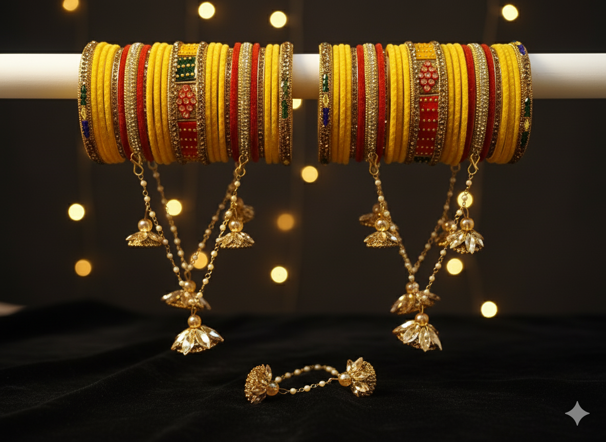 Vibrant Festive Yellow & Red Bangles