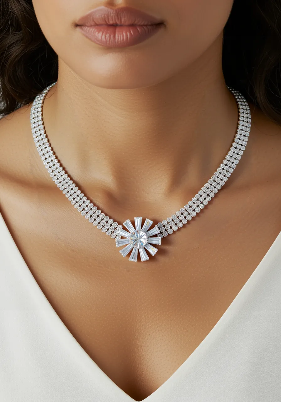 Dazzling Crystal Flower Necklace
